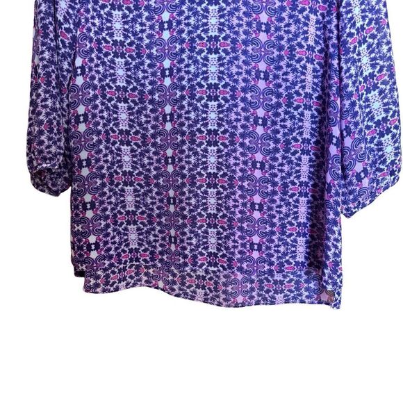 Coldwater Creek Top Women Large 14 Multicolor Paisley Print Sheer Popover Blouse - Picture 4 of 9